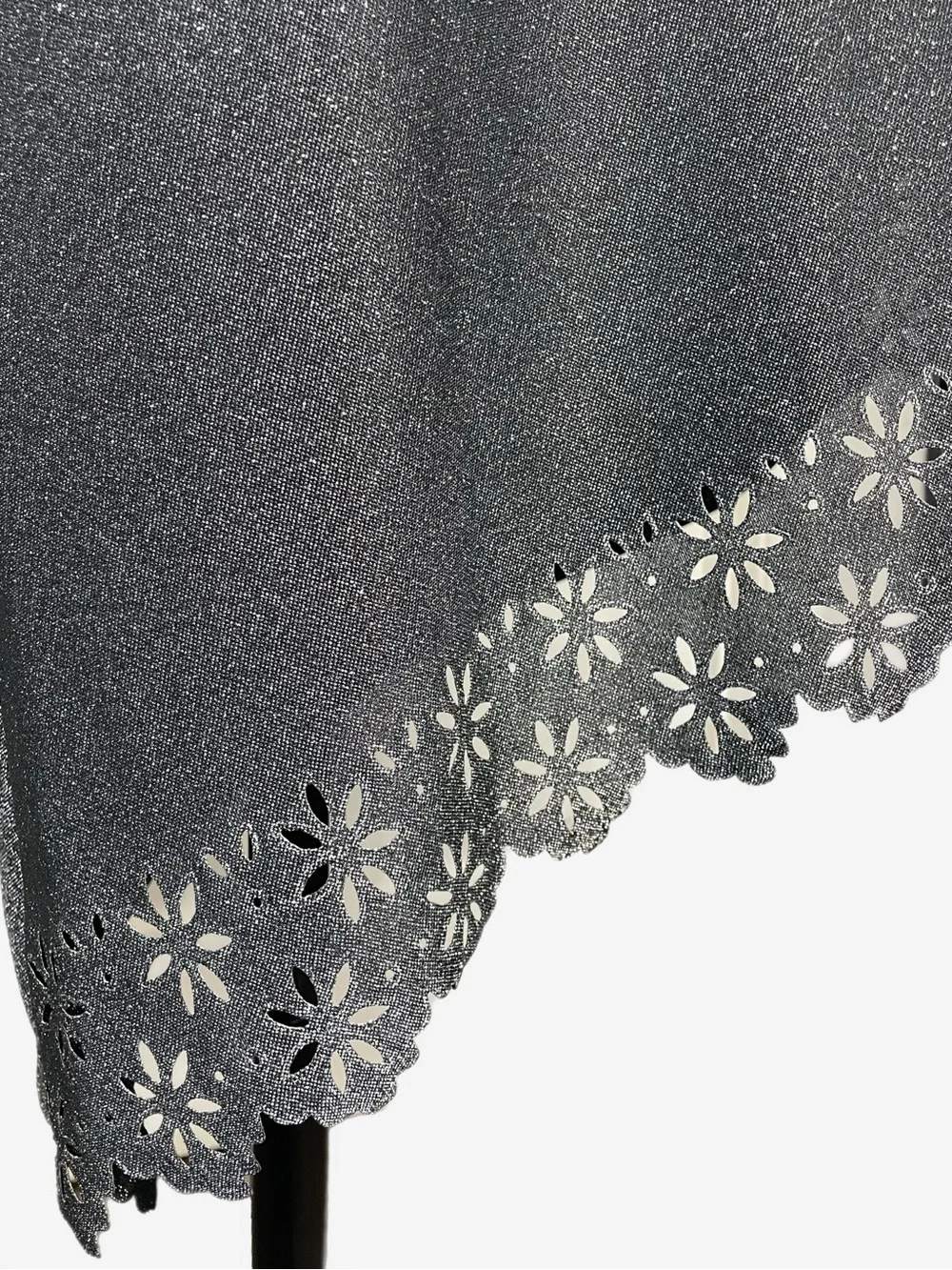 Vintage Y2K Rampage Silver metallic floral laser cut asymmetric slip dress S/M